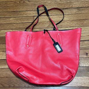 Bebe Hot Red Faux Leather Bucket Bag Medium Size Tote Shoulder Purse Sexy